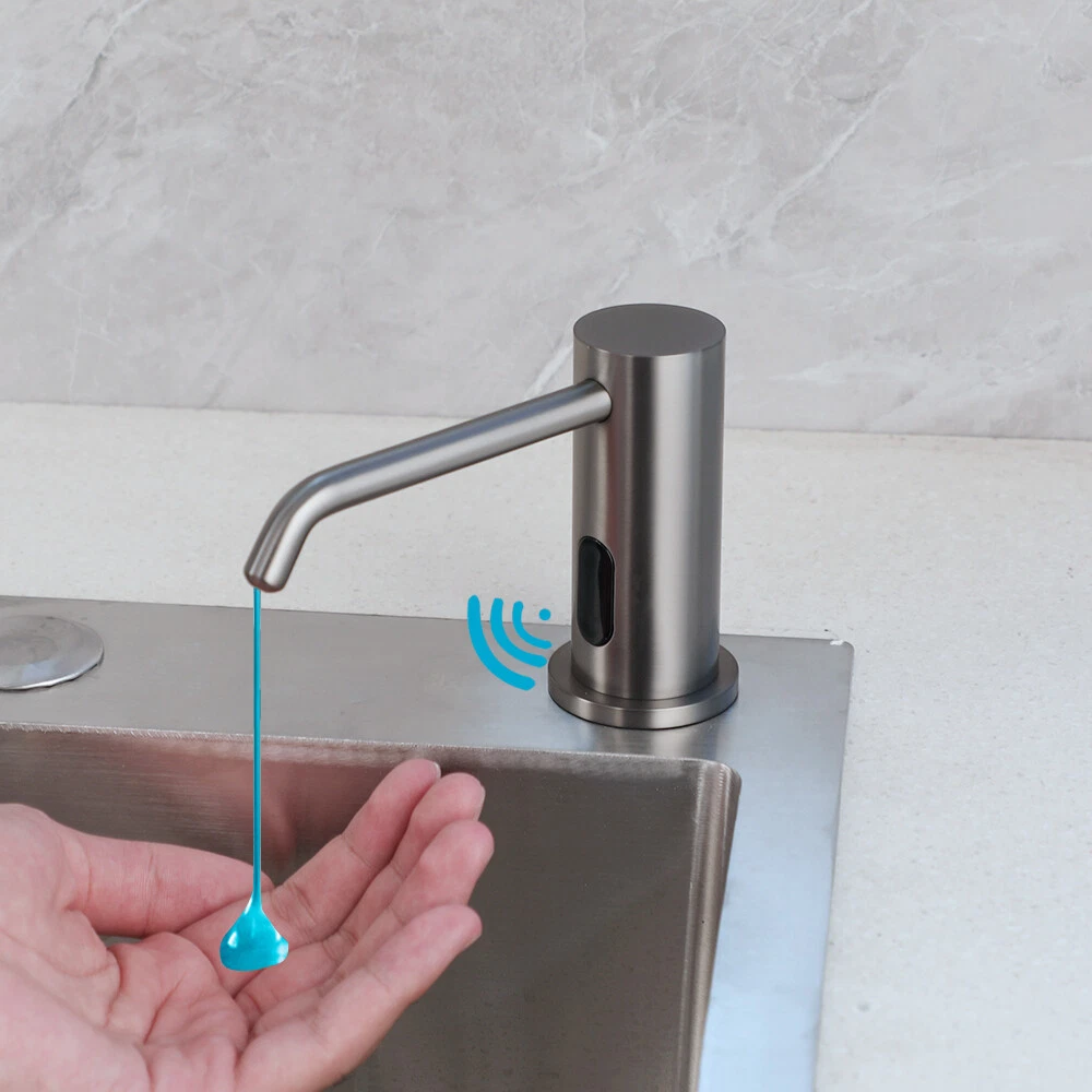 Gray Touchless 500ml Liquid Soap Dispenser Bottle Hands Free Kitchen Sink Mount