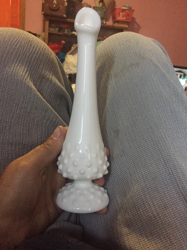 Vintage white milk glass hobnail bud vase