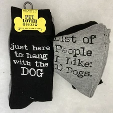 Dog Dad Mens Socks Pet Lovers Gift 2 Pack Crew Black Gray Novelty Shoe 10-13