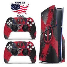 Deadpool PS5 Console  Controller Vinyl Skin Wrap Decal Set