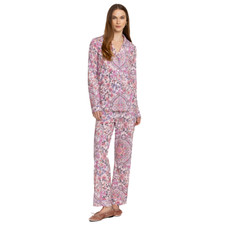 Johnny Was Carly Pj Set Aussie Long Home Lounge Sleepwear Pink Floral 2 pc NEW
