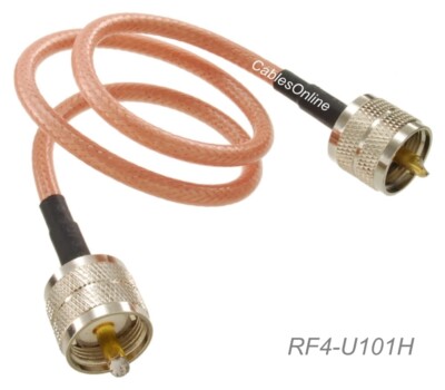 1.5ft UHF PL259 Male to Male 50-Ohm RG142 Double Shield Coax Low Loss RF Cable