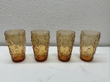 Set Of 4 Vintage El Rancho Amber Flat Iced Tea Glass by Bryce