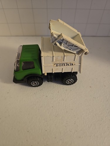 Vintage Mini Tonka Trash Garbage Truck Green & White Japan 4" Steel - Picture 7 of 12