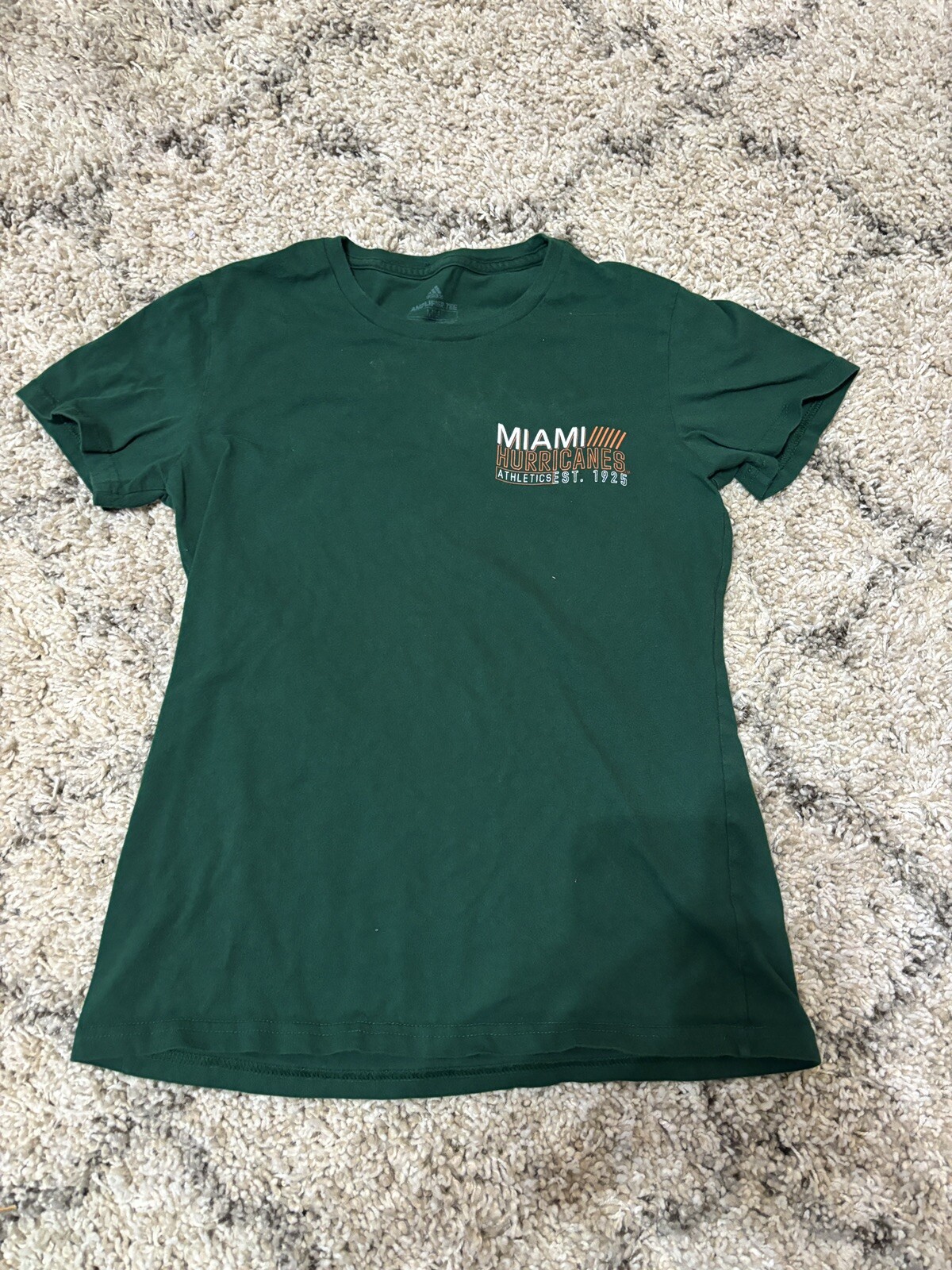 Miami Hurricanes Green Adidas Amplifier Short Sleeve Shirt Women's Size Medium