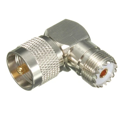 Angle 90 Degree UHF Plug Male PL259 to SO239 Female Jack RF Adapter Connector - Image 1 of 4