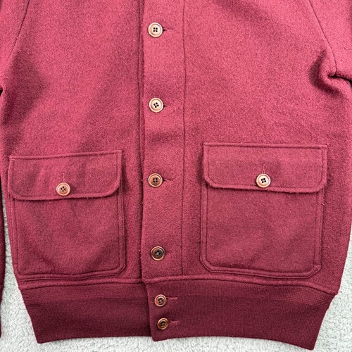 Wallace & Barnes Sweater Jacket Mens Medium Burgundy 100% Merino Wool *FLAWS* - Picture 7 of 20