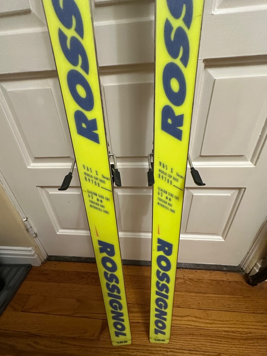 1990s Rossignol 7S K Equipe Downhill Slalom Race Skis 188cm, Neon