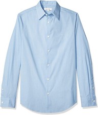 New Mens Calvin Klein Slim Fit Stretch Cotton Blue Button Front Shirt XL