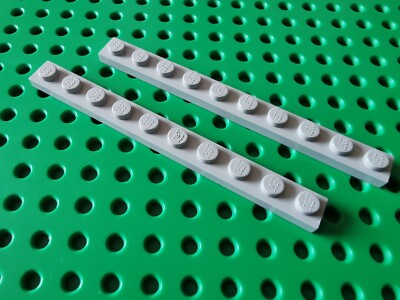 2x Lego Basic Baustein Grundstein Platte 1x10 (4477) althellgrau