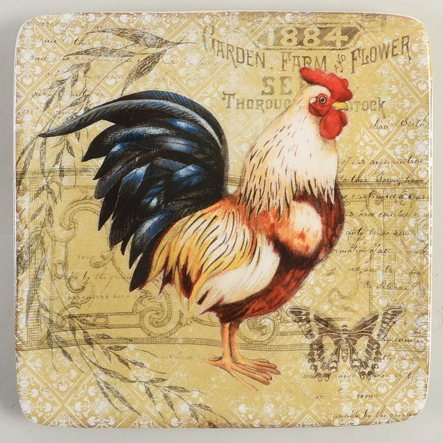 Certified International Gilded Rooster Square Salad Plate 11441228