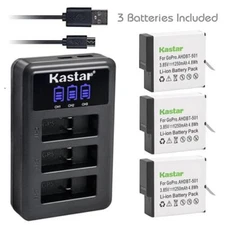 Battery & LCD USB Charger for GoPro HERO7 Black, GoPro HERO7 Sliver