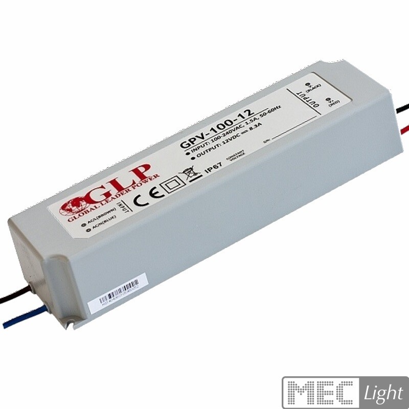 Transformador LED Fuente Alimentación 12V / Dc 100W 8,3A para Luces / Rayas