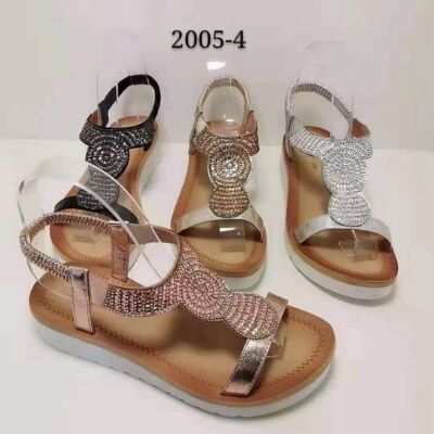 NEU DAMEN SOMMER SANDALEN KOMFORT DIAMANT FLACHER NIEDRIGER ABSATZ DAMEN KEILSCHUHE GRÖSSE