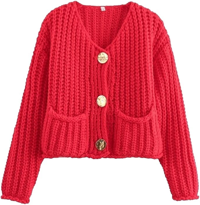 Acrylic Cardigan Solid Sweaters for Women