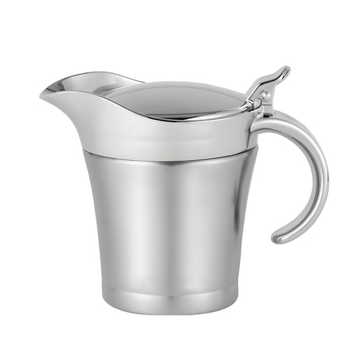 Edelstahl Thermo Sauciere Einhand Soßenkanne, verchromt zum Servieren von Saucen - Bild 3 von 8