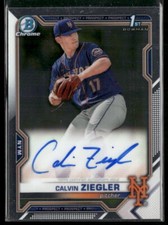2021 Bowman Draft #CDA-CZ Calvin Ziegler Chrome Draft Pick Autographs Auto