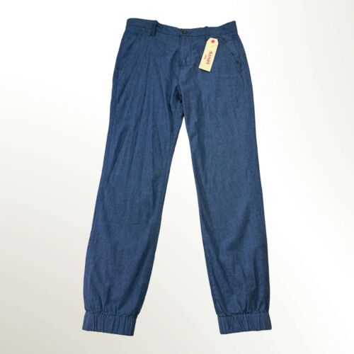 Levis Pants Mens 32x32 Blue Chino Jogger Linen Blend Regular Fit Elastic Cuff - Picture 2 of 14