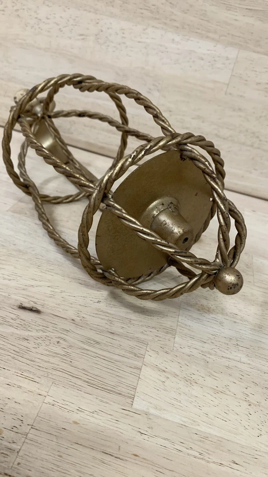 НАСТЕННЫЙ БРА ПОДСВЕЧНИК подвесной витой веревки металла с розовым стеклом обет - Изображение 4 из 4