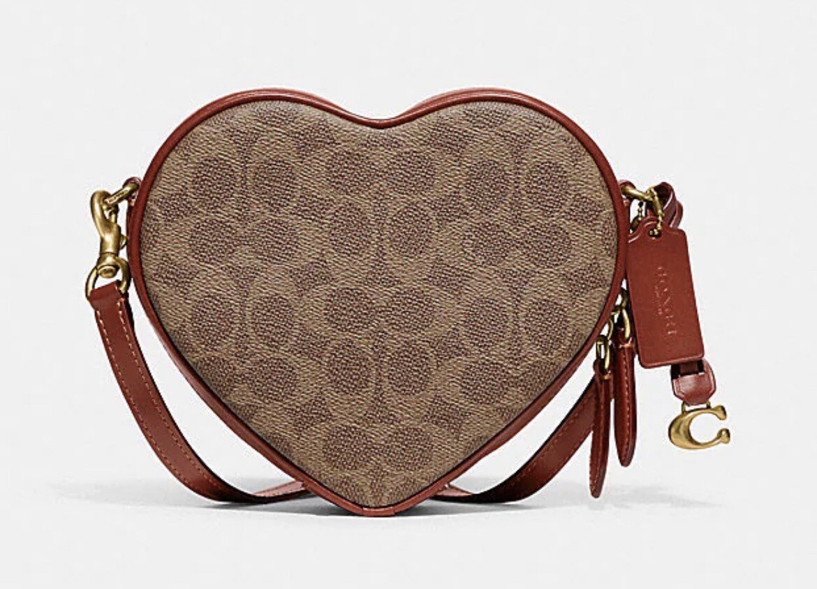 NWT COACH Heart Crossbody Bag In Signature Canvas Leather