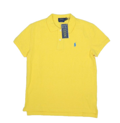 Polo Ralph Lauren Classic Fit Mesh Polo Short Yellow Fin Short Sleeve Womens S
