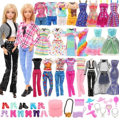 36 PCS Barbie Clothes Doll Fashion Wear Clothing Outfits Dress up Gown Shoes Lot