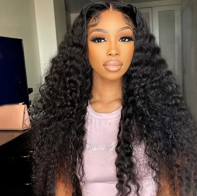 34 Inch Deep Wave Human Hair Lace Front Wig - 250% Density  display picture 3