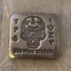 1 Troy Oz 999 Silver Bar With A  Skull Imprint. (See Pictures)