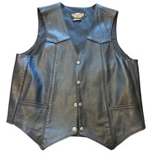 Vintage 90s Harley Davidson Leather Vest Size L Made in USA Never Worn Biker