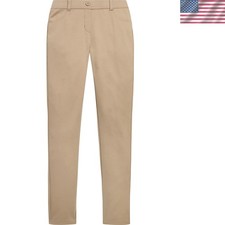 Durable Girls' Khaki School Stretch Leggings - Mid Rise, 5 Pocket Design