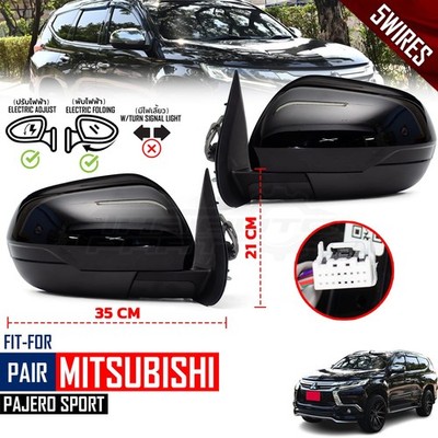 Mitsubishi Pajero Montero Sport 16-23 Side Mirror Black Electric 5 Wires Pair LR