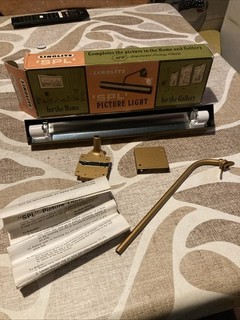 Vintage Unused Linolite SPL3 Gilt Standard Arm Picture Light In Original Box