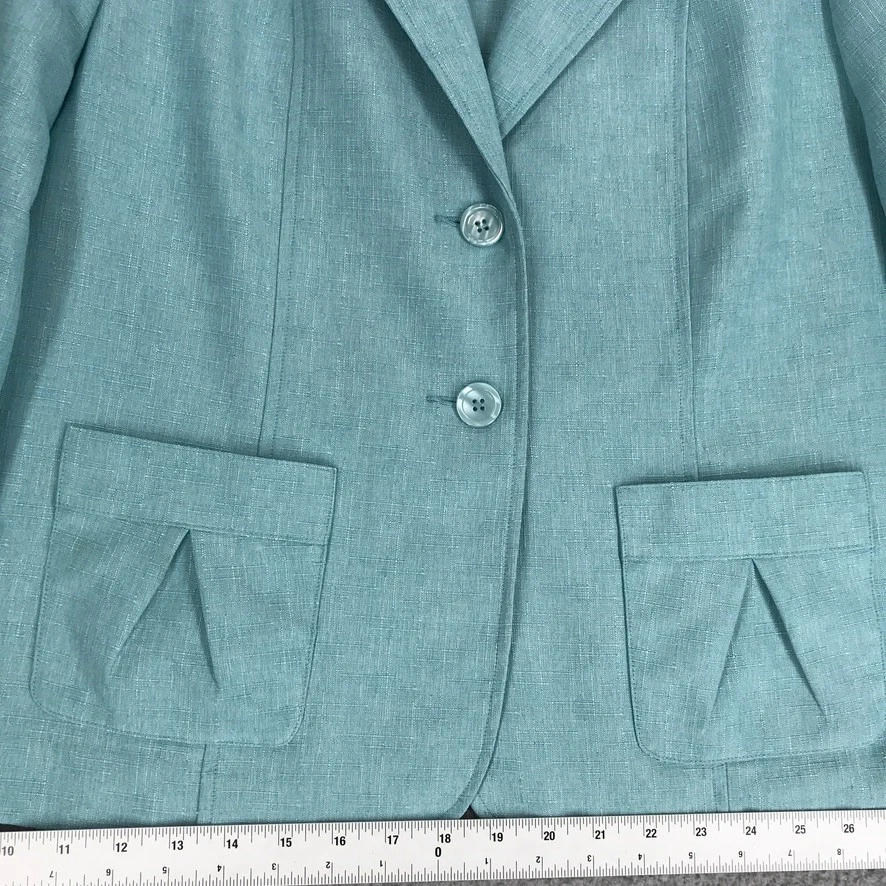 Traje Pantalón Alfred Dunner 2 Piezas Talla 14P Cintura Elástica Verde Azulado Chaqueta/Pantalones Negros Foto 3 de 4