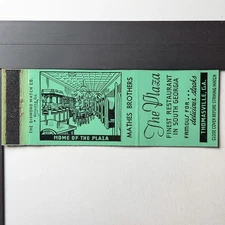 Mathes Brothers The Plaza Thomasville GA Vintage Restaurant Matchbook