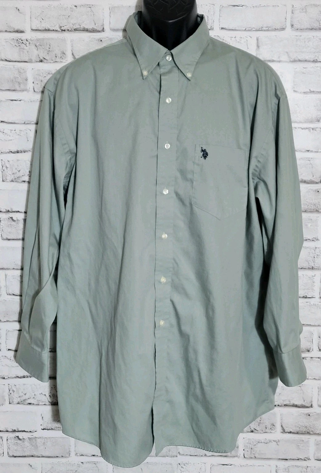 U.S. Polo Assn. Dress Shirt Mens XL 17-17.5 Button Down Long Sleeve Wrinkle Free
