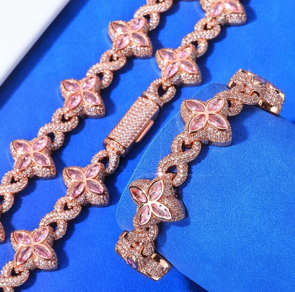 Pulsera Trébol 4 Hojas Oro | Oro Rosa | Plata | Azul | Pulsera Rosa (Solo 1) Foto 3 de 4