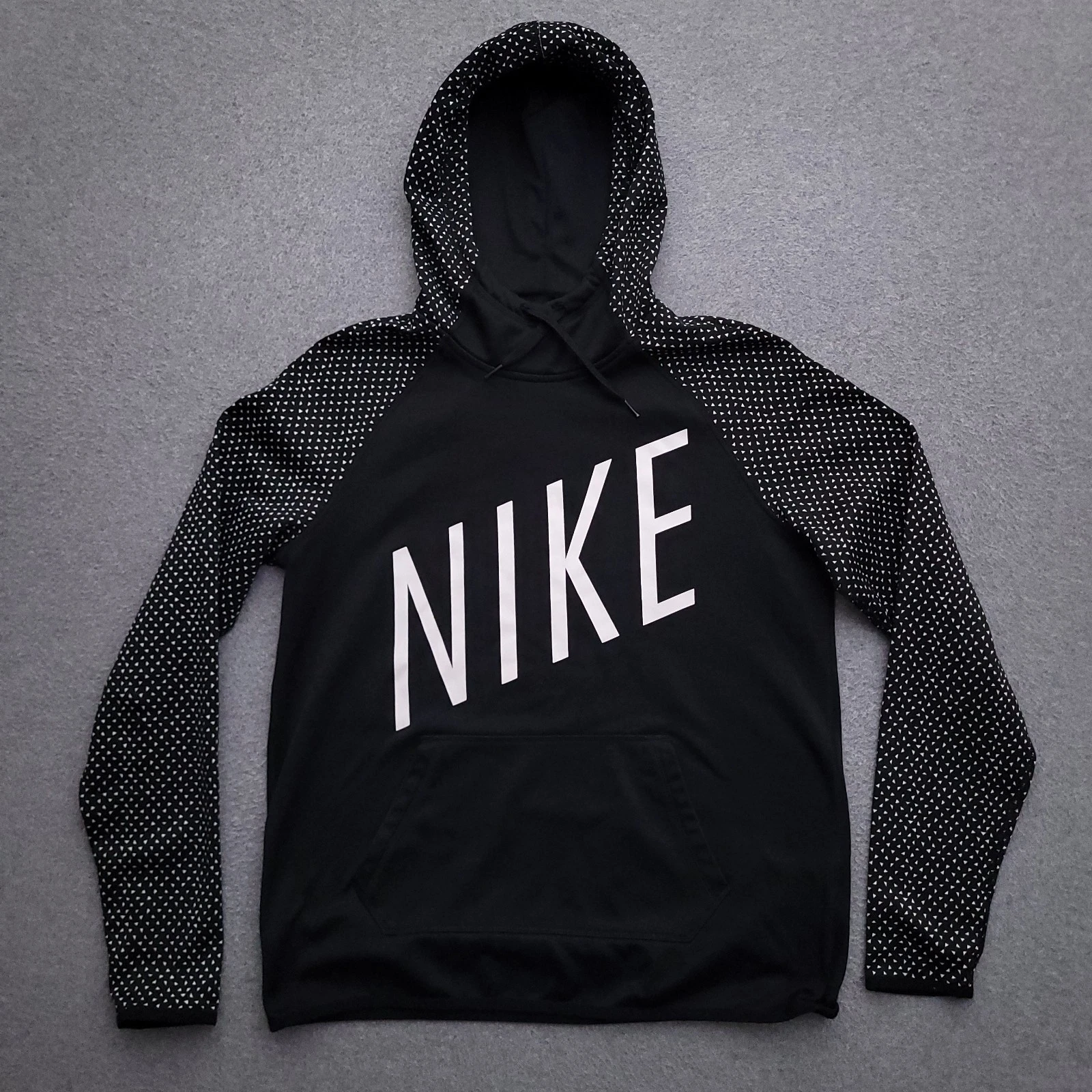 Nike Therma Hoodie Womens Medium Black White Geometric Pullover 802915-010