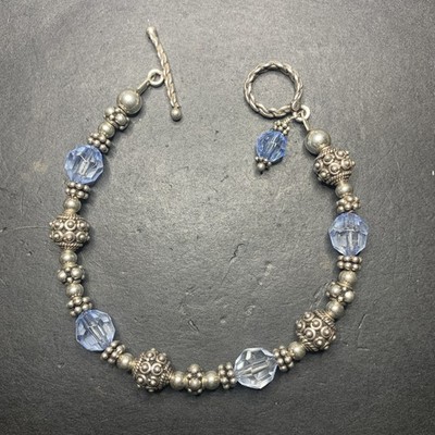 Sterling Silver 925 Lot Bracelet D53 Bali Bohemian Beads Toggle Beautiful Love