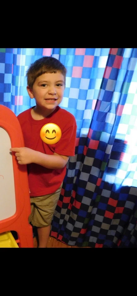 Tab Top Curtains Multicolored Racing Checked Pattern - Image 2 of 2