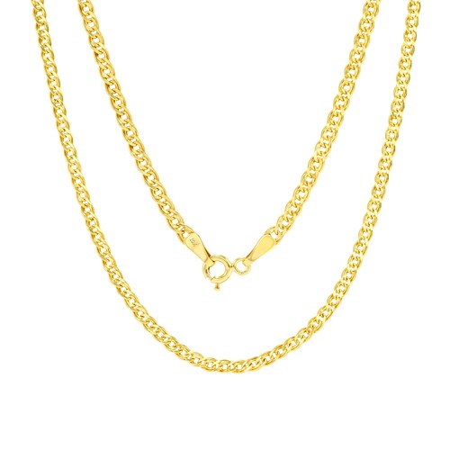 10K Yellow Gold 3mm Double Cuban Curb Link Chain Pendant Necklace Womens 16"-26" - Picture 1 of 54