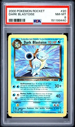 2000 POKEMON ROCKET #20 DARK BLASTOISE PSA 8