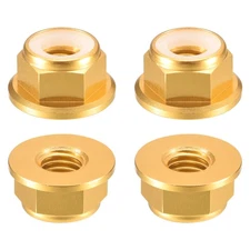 Nylon Insert Hex Lock Nuts, 4pcs - M6x1mm Self-Locking Nut(Gold)