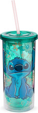 Disney Lilo and Stitch Tropical Pattern Plastic Tall Cold Cup with Lid and Straw