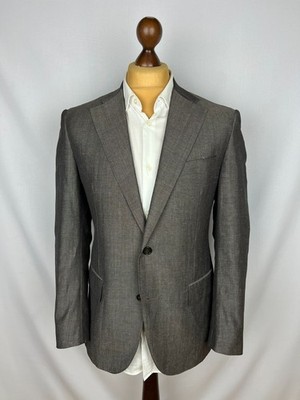 CORNELIANI First Line Solid Brown-Gray LinenWool Modern Sport Coat 38US48IT