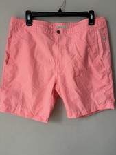New Onia Geometric Print Neon Orange Swim Trunks 7.5" Men  s 34