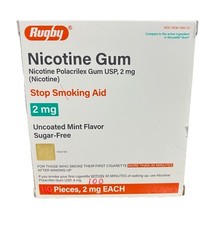 Rugby Nicotine Gum 2MG Mint Flavor 100 Count Exp 10/27 18.88 Free Ship