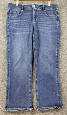 American Eagle Artist Crop Jeans Womens Reg 14/33x24 Mid Rise M Wash Whiskering