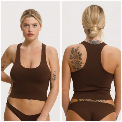 CALI DREAMING Brown Second Skin Racerback Tank Top Bikini Women's Small Beach