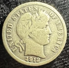 1912-D Barber Dime VG Silver 10C Denver Mint Circulated Key Date
