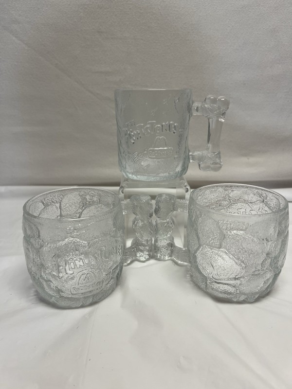 Set Of 3 1993 Vintage Flintstones Mugs Movie McDonald's Corp. MADE IN U.S.A.".